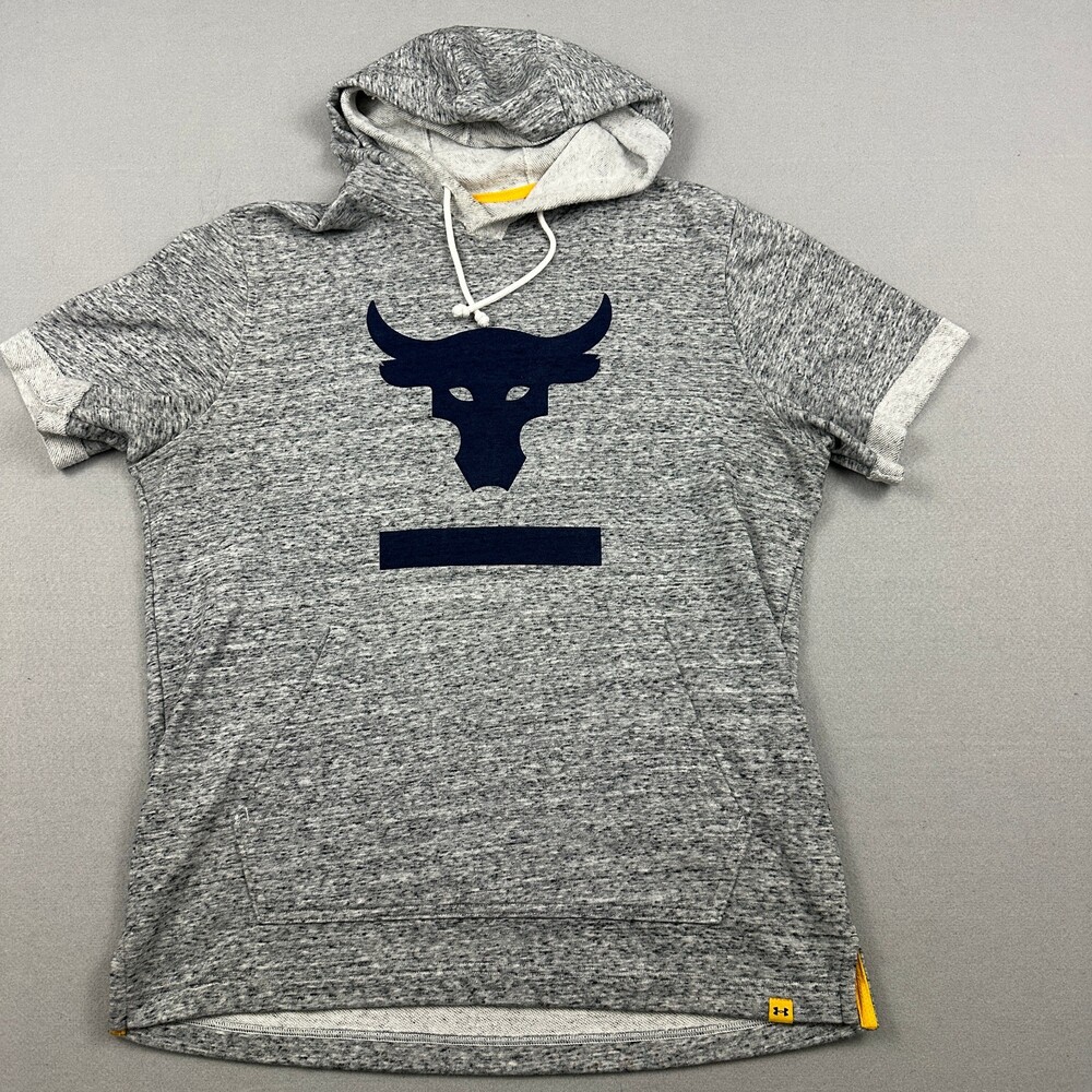 Under Armour Hoodie Men Medium Gray Project Rock Short Sleeve Training Gym M